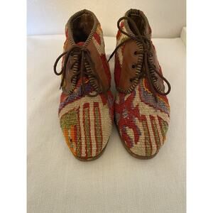 TOPKAPI Collection TURKEY KILIM CARPET ANKLE BOOTS LEATHER SOLES Shoe SIZE 5-5.5